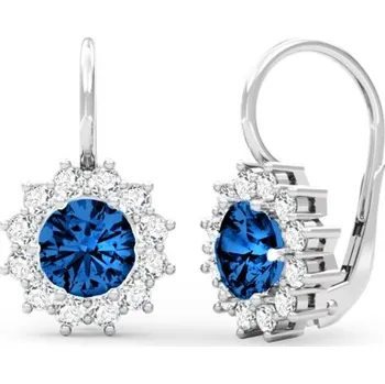 Náušnice Couple, Elegantní náušnice Dion, bílé zlato s modrými zirkony, Patent dámský, 585-66-3-0230.1B00.0.00.112.08