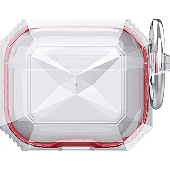 Pouzdro na mobilní telefon Odolný transparentní obal s barevným rámečkem pro AirPods 4 - červený