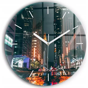 Hodiny Kulatý skleněné nástěnné hodiny do obývacího pokoje S Potiskem Hotel v Houstonu fi60 cm