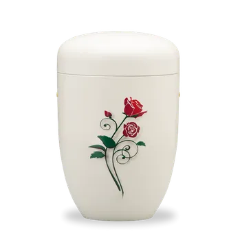 Smuteční dekorace Kovová urna Amaris - Krémová/Růže II