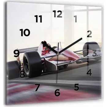 Hodiny Nástěnné Čtvercové Skleněné Hodiny Do Kanceláře Sportovní Závodní formule 60x60 cm