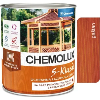 barva a nátěr na dřevo Chemolak CHEMOLUX S-KLASIK S 1040 ochranná lazura na dřevo 0.75 l 0201 - Kaštan