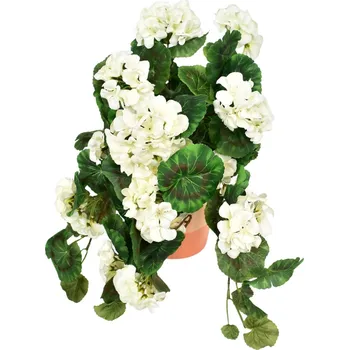 umělá květina Muškát převislý bílý v keramickém květináči 50×35 cm