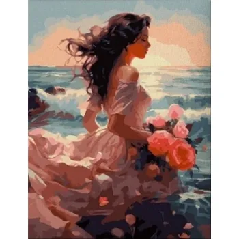 Diamantové malování vytvarnehracky.cz Diamantový obrázek - dívka v růžovém 30 x 40 cm