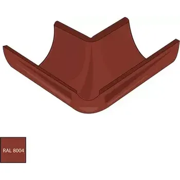 okap Vnitřní roh žlabu 330 mm pozink RAL 8004 cihlově červená barva