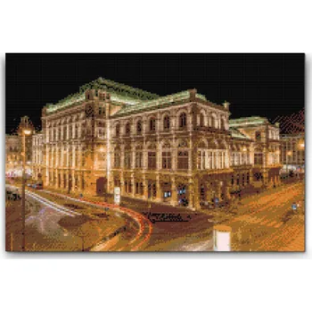Diamantové malování Diamantové malování - Noční Vídeňská státní opera Velikost: 40x60cm, Rámování: Pouze srolované plátno, Diamanty: Kulaté