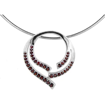 Náhrdelník Český Granát Český granát náhrdelník stříbrný 170917 Červená