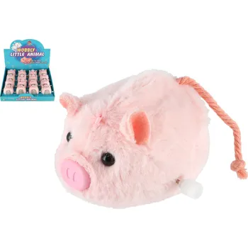 plyšák Teddies Prasátko na natažení na klíček plast/plyš 8cm