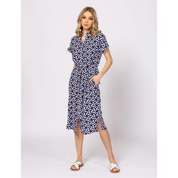 Dámské šaty Heavy Tools dámské košilové šaty se vorem Vaelina bílá/tmavě modrá Velikost: XS