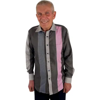 Karnevalový kostým Pánská košile šedorůžová proužky vz.č.58, ❗Objednávejte raději o číslo větší❗ Dámská velikost: XXL