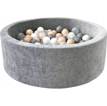 Suchý bazén Suchý bazének s míčky Velvet 30x90 Šedý + 250 míčků - HOTOVÝ MIX