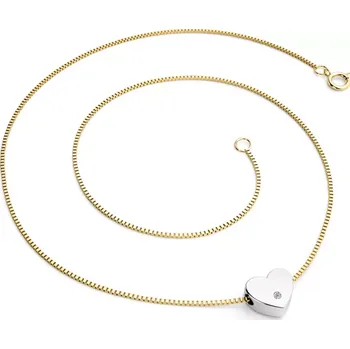 Náhrdelník Dámský náhrdelník žluté zlato 585/1000 přírodní diamant 0.012 ct G/SI srdce 10979-NH01-ZLB-DIA délka 40 cm