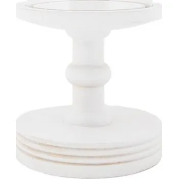 Bílý dřevěný podnos se skleněným poklopem Ricco - Ø 14*34 cm