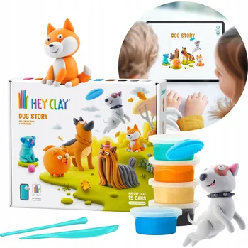 Modelovací hmota Hey Clay Psy Modelovací hmota + příslušenství, kreativní zábava, 15 barev