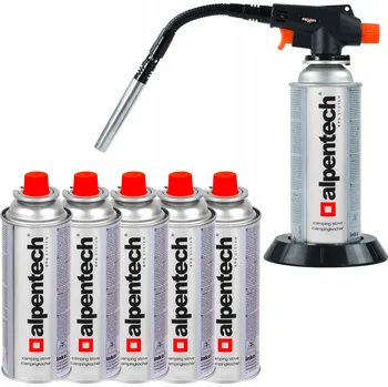 Horkovzdušná pistole PLYNOVÝ HOŘÁK FLEXIBILNÍ TRYSKA + 6x PLYNOVÝ KARTUŠ HORKOVZDUŠNÁ PISTOLE LUTLAMPA PÁJEČKA