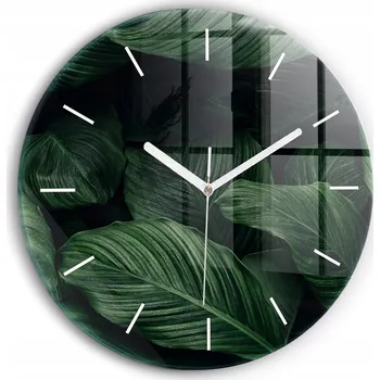 Hodiny Ozdobné nástěnné hodiny s krásnou grafikou Tropická monstera kulatý průměr 30 cm