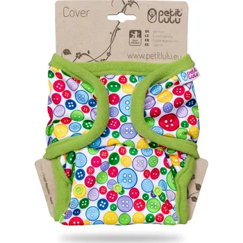 Plenkové kalhoty Sbírka knoflíků (zelený lem) - svrchní kalhotky s PUL kapsami pat