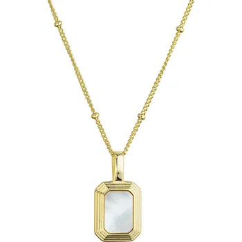 Náhrdelník Stříbrný pozlacený náhrdelník s perletí oboustranný 12154.1 bílý