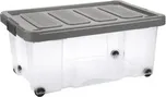 Úložný box s klipem a kolečky PUZZLE 43 l transparent/šedá