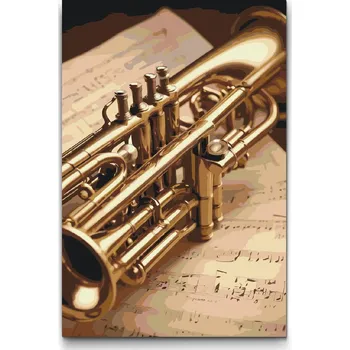 Malování podle čísel - Trumpeta Velikost: 40x60cm, Rámování: Pouze srolované plátno