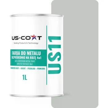 barva na kov US-Coat 1 l antikorozní akrylová Barva na kov, SVĚTLE ŠEDÁ RAL7035, polomatná