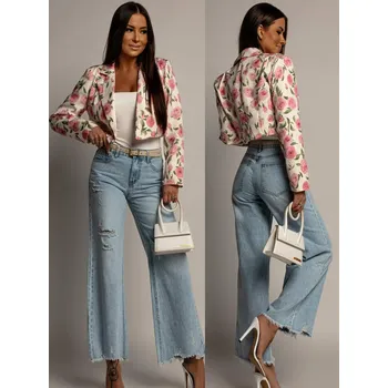 Dámské kraťasy M Sara Dámské módní volné trhané džíny 25875 modré Rozměr: M - 38