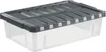Úložný box s otevíracím víkem LINEA DOUBLE 28 l transparent/sv.modrá