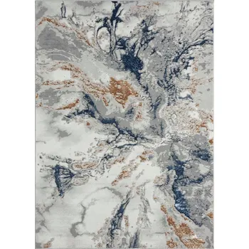 Koberec Koberec do obýváku 80x150 cm, měkký plyšový vlas, mramor modro-krémový