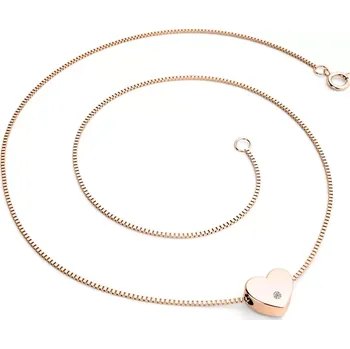 Náhrdelník Dámský náhrdelník růžové zlato 585/1000 přírodní diamant 0.012 ct G/SI srdce 10979-NH01-CV-DIA délka 42 cm