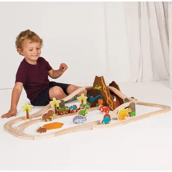 Vláček a vláčkodráha Bigjigs Rail Dřevěná vláčkodráha dinosauři