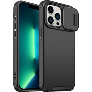 Pouzdro na mobilní telefon Matný kryt s posuvnou krytkou kamery pro iPhone 13 Pro - černý