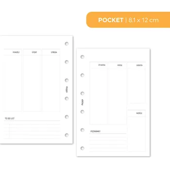 Kancelářské potřeby Fleppi Náplň do diáře - Kalendář nedatovaný, T2S vertikální čistý Vyberte velikost náplně: Pocket