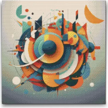 Diamantové malování Diamantové malování - Jemná symfonie tvarů a ozvěn Velikost: 50x50cm, Rámování: Pouze srolované plátno, Diamanty: Kulaté