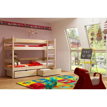 Postel Max-i Patrová postel ELEGANT PINE vč. roštů Zvolte rozměr:: 80 x 180 cm, Zvolte barvu:: barva růžová + ŠUPLÍKY