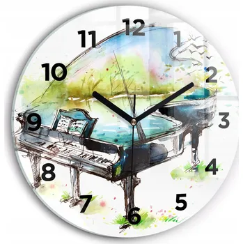 Hodiny Moderní skleněné nástěnné hodiny s potiskem Ilustrace 4 Roční Období průměr 30cm