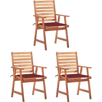 OMAXI Zahradní jídelní židle s poduškami 3 ks masivní akáciové dřevo 282809