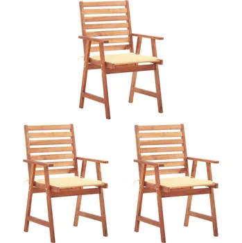 OMAXI Zahradní jídelní židle s poduškami 3 ks masivní akáciové dřevo 282731