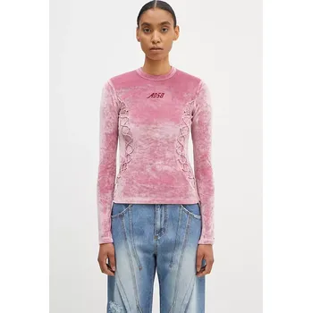 Pánské oblečení Tričko s dlouhým rukávem Andersson Bell Velvet Lace Up Longsleeve, M, růžová, 30X