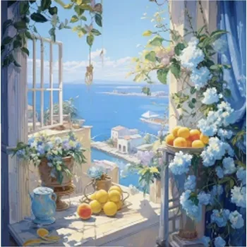 Diamantové malování vytvarnehracky.cz Diamantový obrázek - výhled na moře 30 x 40 cm