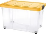 Úložný box s klipem a kolečky PUZZLE 60 l transparent/oranžová