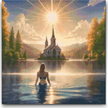 Diamantové malování Diamantové malování - Dopadající sluneční paprsky 2 Velikost: 50x50cm, Rámování: Pouze srolované plátno, Diamanty: Kulaté