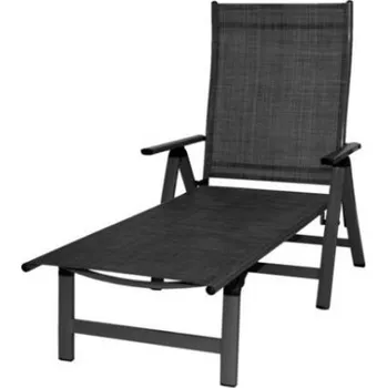 Zahradní lehátko Elegantní polohovací lehátko venkovní na terasu / k bazénu, černá - antracitová