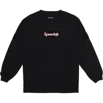 Pánské tričko SPEEDQB ČERVENÁ GLITCH CAMO BOX LOGO LS TRIČKO, vel. M - ČERNÁ