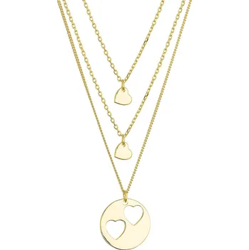 Náhrdelník Evolution Group Pozlacený stříbrný set náhrdelníků pro maminku a dvě dcery 62048