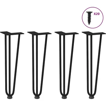 Konferenční stolek OMAXI Nohy na konferenční stolek ve tvaru vlásenky 4 ks černé 42 cm masivní ocel 956058