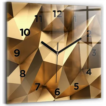 Hodiny Skleněné nástěnné hodiny Tiché ručičky Kuchyně Geometrická textura 30x30