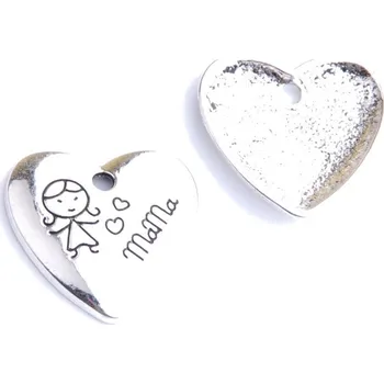 Přívěsek Přívěsek SRDCE mama, 20x21mm, 2ks