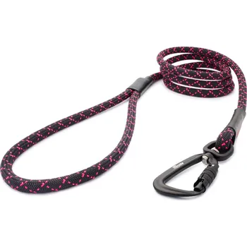 Vodítko pro psa Tamer Lanové vodítko KLASIK TWIST střední pes | Černé s růžovým prošitím - 406 Délka: 175 cm