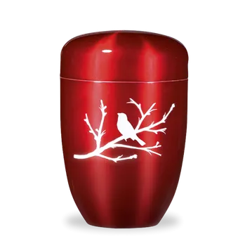Smuteční dekorace Kovová urna Amaris - Červená/Větev