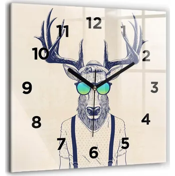 Hodiny Skleněné Hodiny s potiskem Velké Nástěnné s Grafikou Tiché Abstraktní jelen